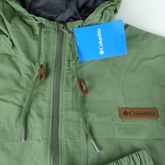 Columbia Full Zip Cotton Nylon Blend Hooded Windbreaker Performance Jacket NWT - Picture 5 of 11